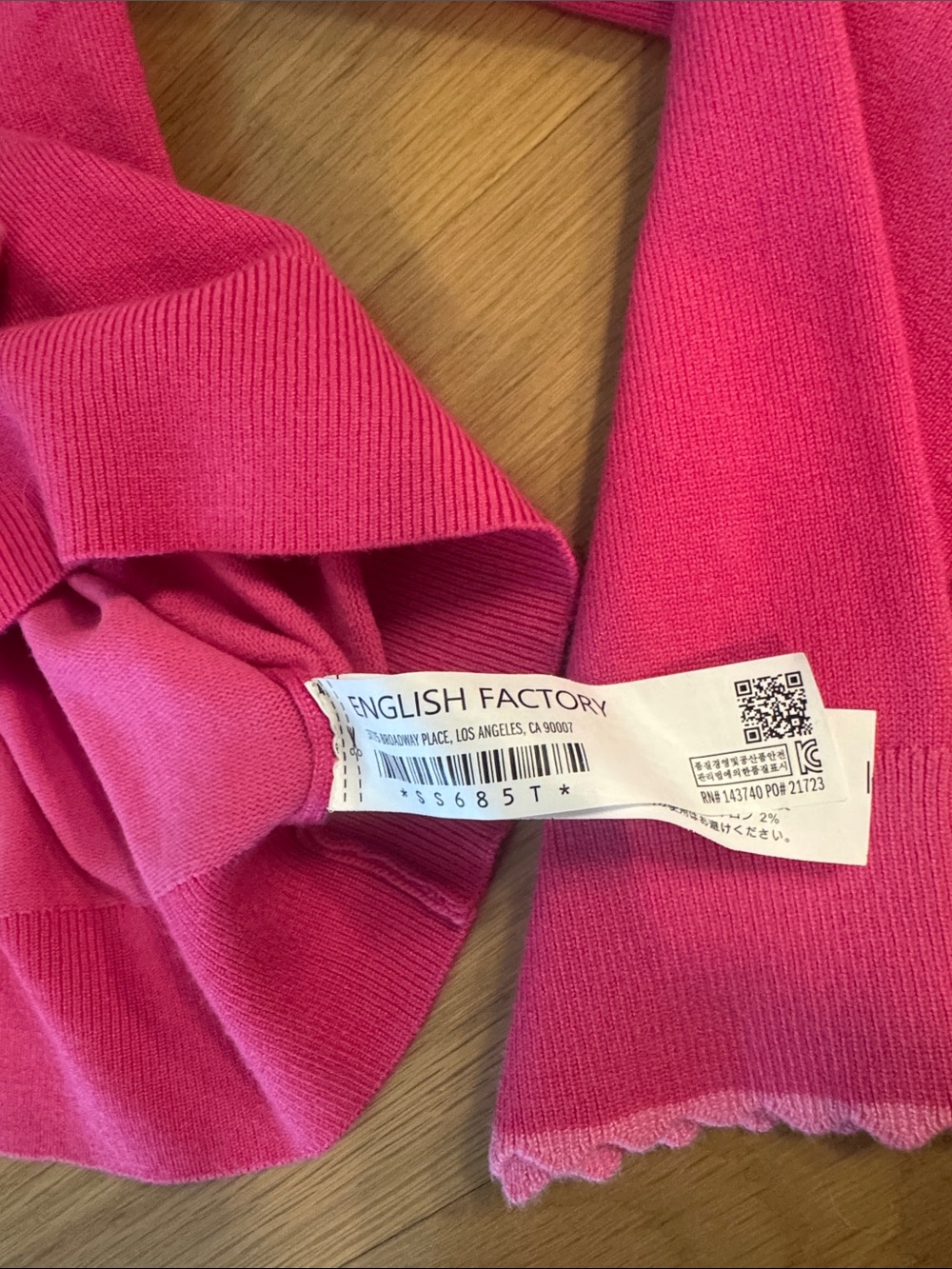 English Factory Pink Scalloped Collar Button Pullover - Picture 4 of 5